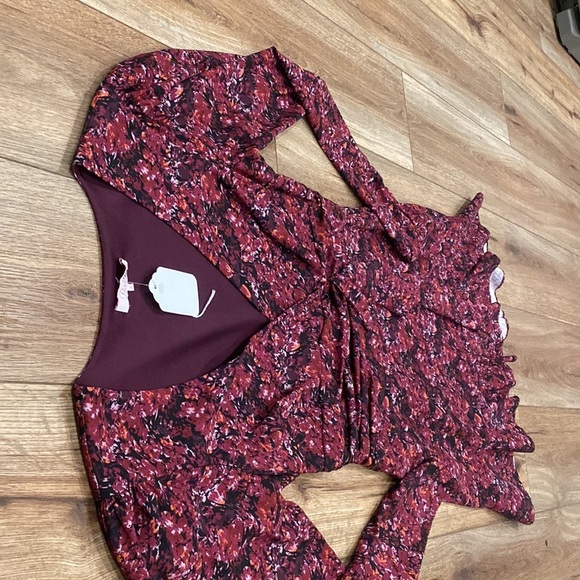 Parker Pink Alison Floral Long Sleeve Ruffle Dress - Picture 4 of 11